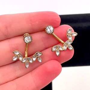 Vintage Gold Tone Fall Autumn Leaf Cottage Core Fairy Whisigoth Dangle Earrings